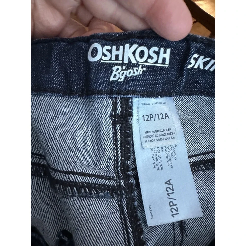 OshKosh B'gosh Jeans Girls 12P‎ Dark Wash Skinny Adjustable Waist Denim
